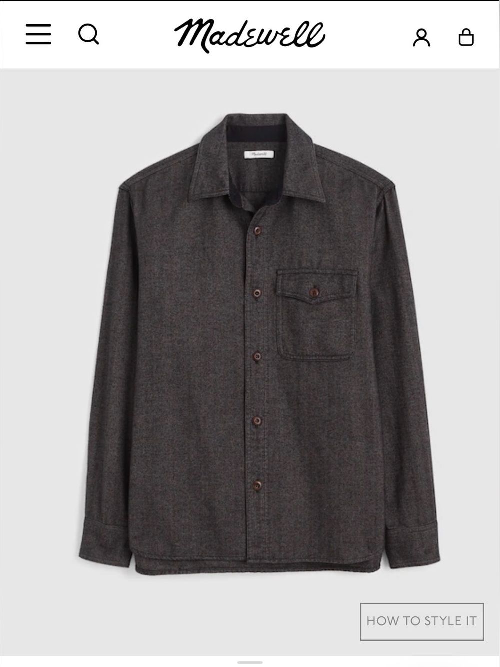 Madewell Men's Workshirt Gray Herringbone